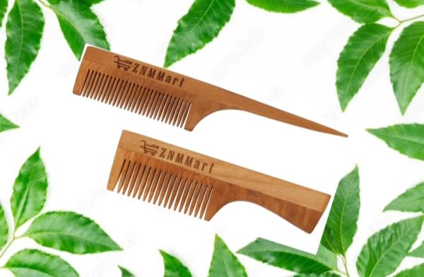 Neem Wood  Comb Pack of 2(HANDLE & TAIL)